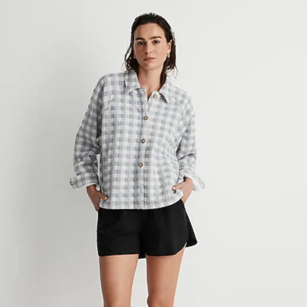 Madewell Gray Plaid Jacket - Picture 1 of 11